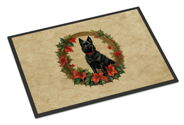 Schipperke Christmas Flowers Doormat 24H X 36W product image at NuMercy