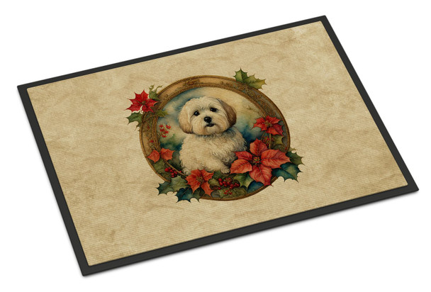 Coton De Tulear Christmas Flowers Doormat 24H X 36W product image at NuMercy