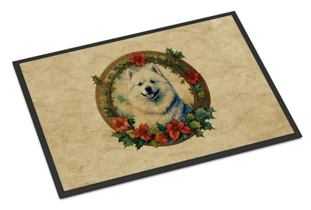 Samoyed Christmas Flowers Doormat 24H X 36W product image at NuMercy