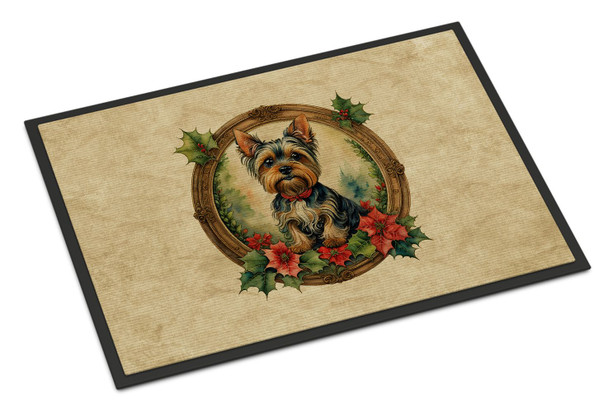 Yorkie Christmas Flowers Doormat 24H X 36W product image at NuMercy