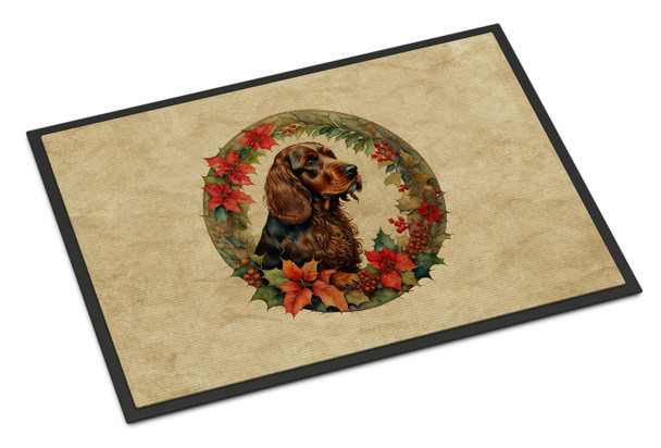 Field Spaniel Christmas Flowers Doormat 24H X 36W product image at NuMercy