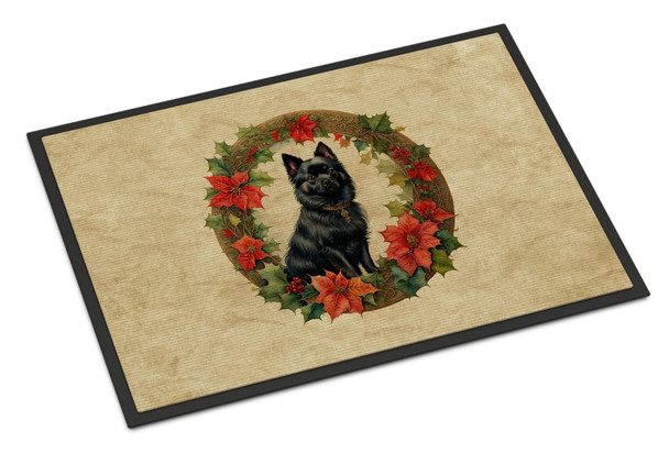 German Spitz Christmas Flowers Doormat 24H X 36W product image at NuMercy