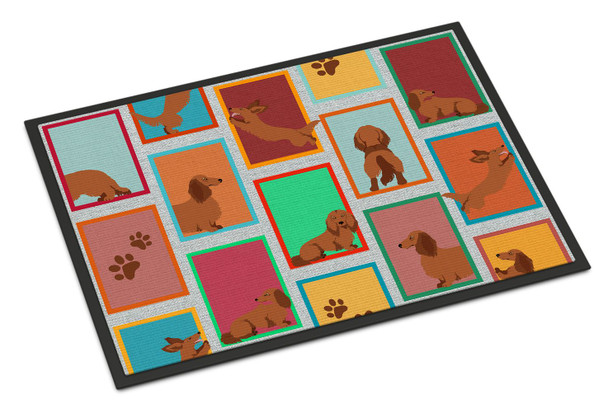 Lots of Longhaired Red Dachshund Doormat 24H X 36W product image at NuMercy