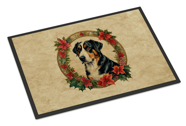 Greater Swiss Mountain Dog Christmas Flowers Doormat 24H X 36W product image at NuMercy