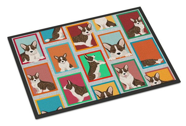 Lots of Brindle Cardigan Corgi Doormat 24H X 36W product image at NuMercy