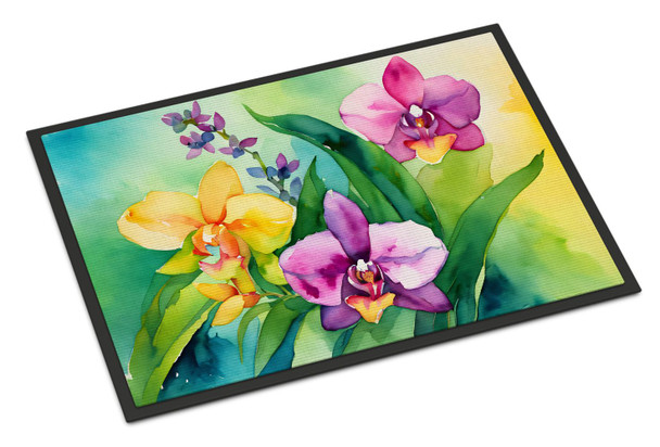 Orchids in Watercolor Doormat 24H X 36W DAC1564 product image at NuMercy