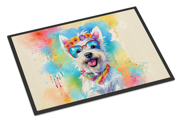 Westie Hippie Dawg Doormat 24H X 36W DAC2569 product image at NuMercy