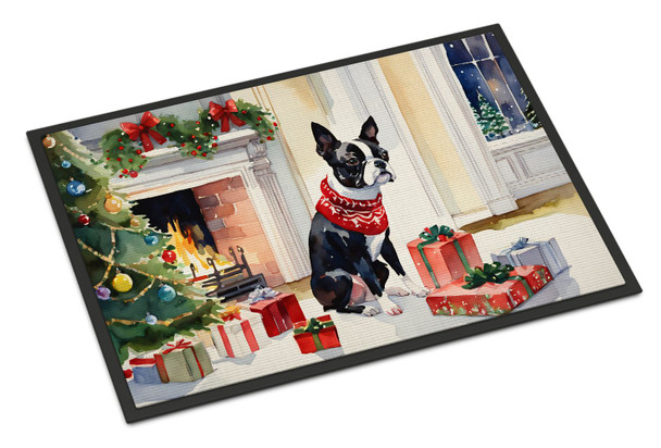 Boston Terrier Cozy Christmas Doormat 24H X 36W product image at NuMercy