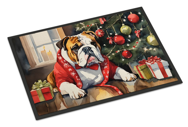 English Bulldog Cozy Christmas Doormat 24H X 36W product image at NuMercy