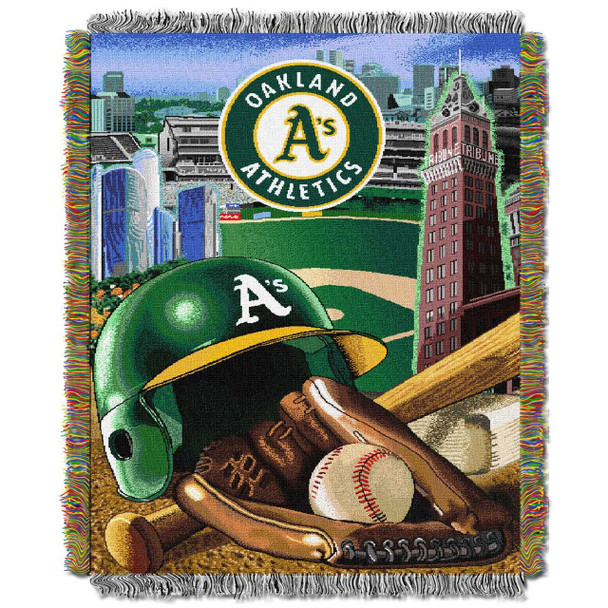 Oakland Athletics MLB Home Field Advantage Woven Tapestry Throw