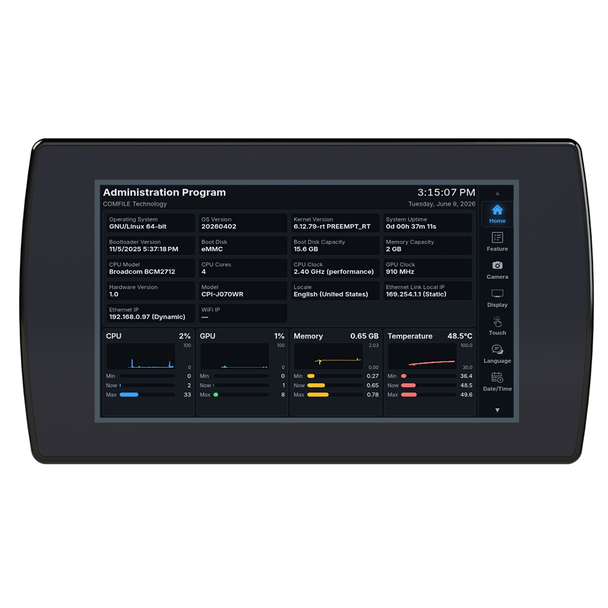 CPi-J070WR (7" Embedded Linux Touch Panel PC)