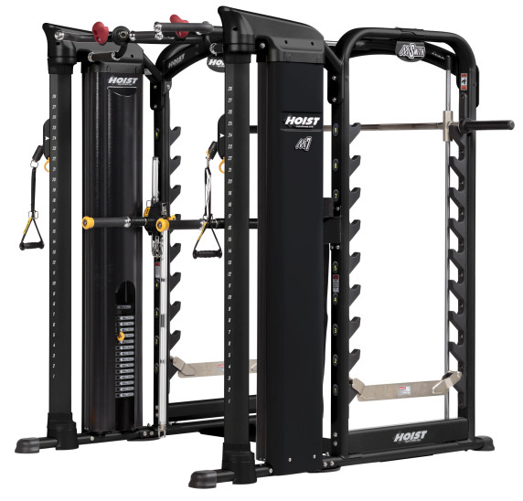 The Mi7Smith Functional Training System is a completely innovative home gym that maximizes space by combining the MiSmith Dual Action Smith
