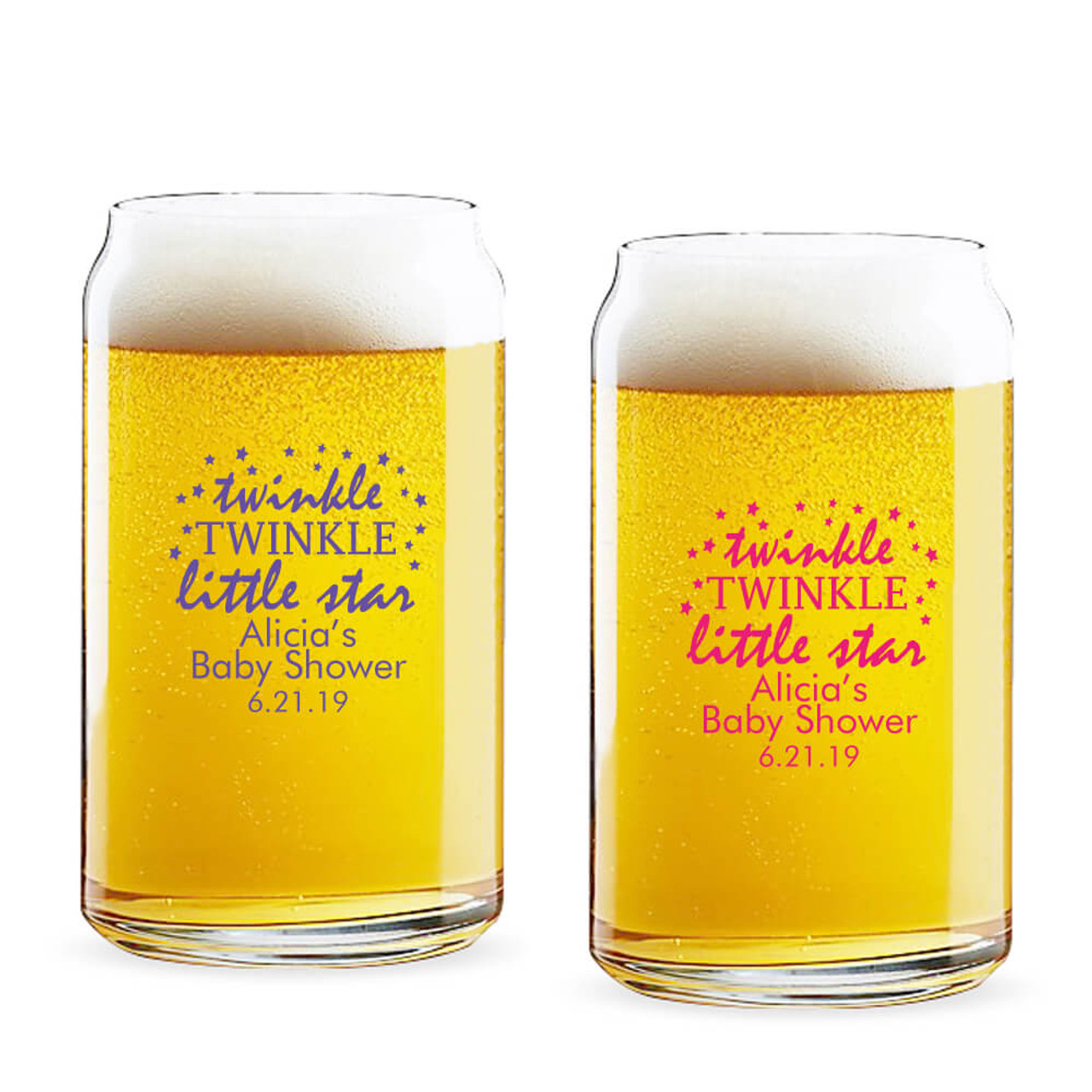 Twinkle Twinkle Little Star Personalized 16 oz Beer Can Glass