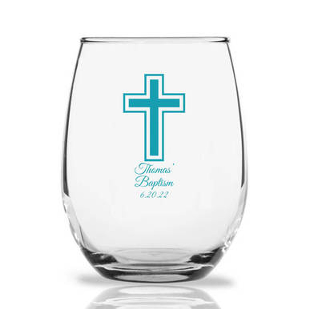 Impromptu Cross Personalized 9 oz Stemless Wine Glass - The Abby Smith