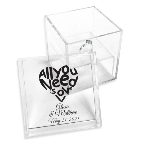 All You Need Is Love Personalized Clear Acrylic Ring Box