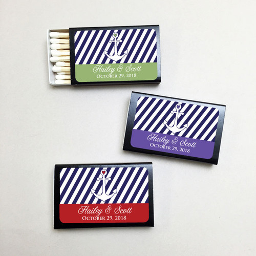 Personalized Anchor Black Matchboxes (Set of 50) - The Abby Smith Brands