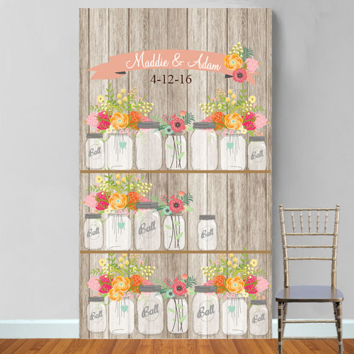 Personalized Rustic Mason Jar Photo Booth Backdrop