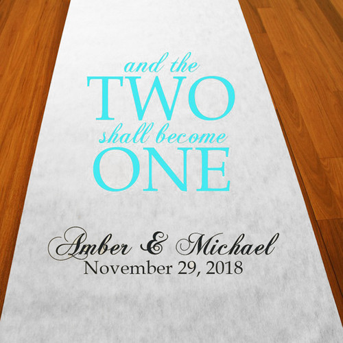 Personalized Two Shall Become One Aisle Runner