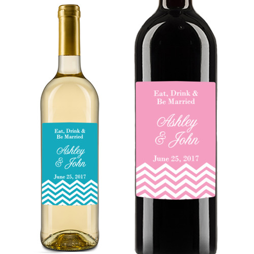 Personalized Chevron Large Wine Stickers (Set of 5)