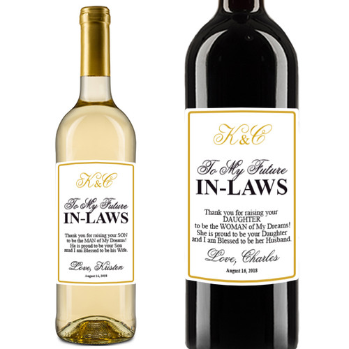 Personalized Future In-Laws Large Wine Stickers (Set of 6)