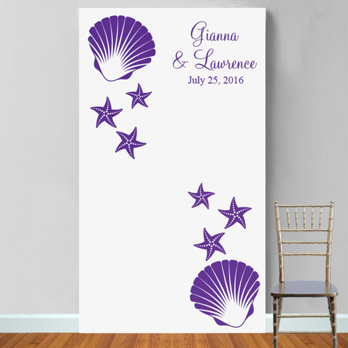 Personalized Seashell Starfish Photo Booth Backdrop