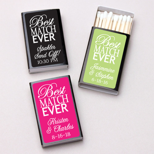 Personalized Best Match Ever Black Matchboxes (Set of 50)