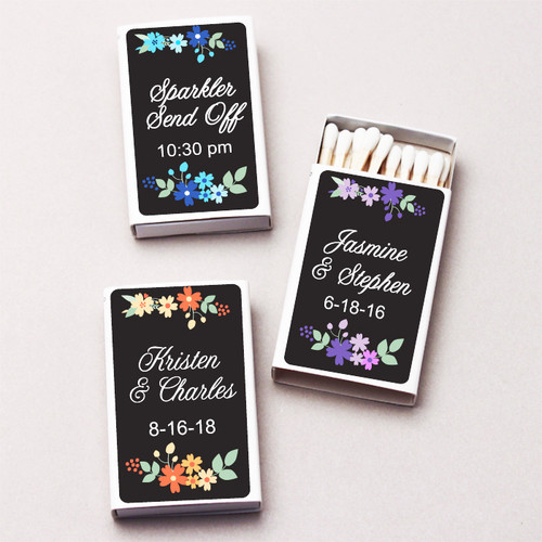 Personalized Vintage Floral White Matchboxes (Set of 50)