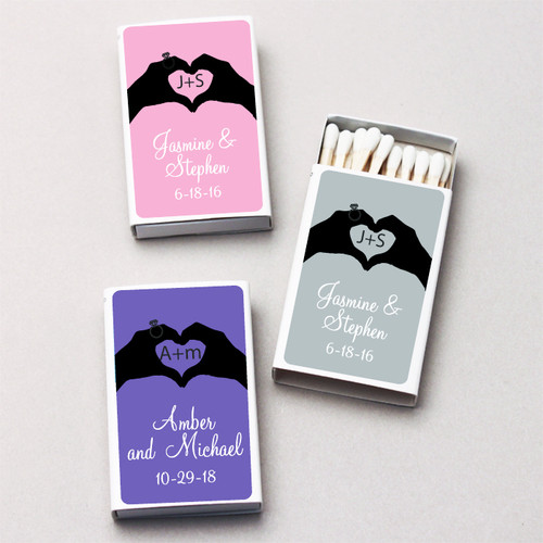 Personalized Hand Heart White Matchboxes (Set of 50)