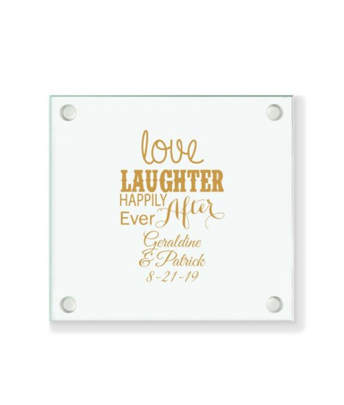 Love Laughter Happily Ever After Personalized Coaster