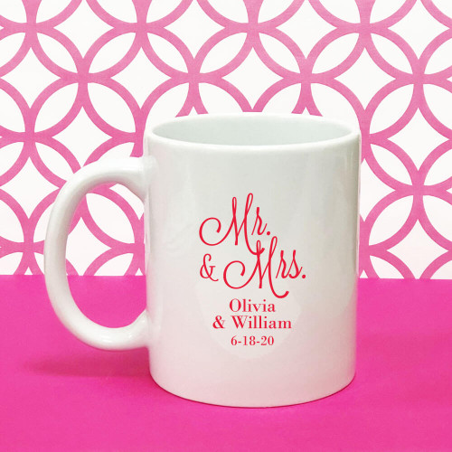 Mr. and Mrs. Cursive Personalized 11 oz White Coffee Mug
