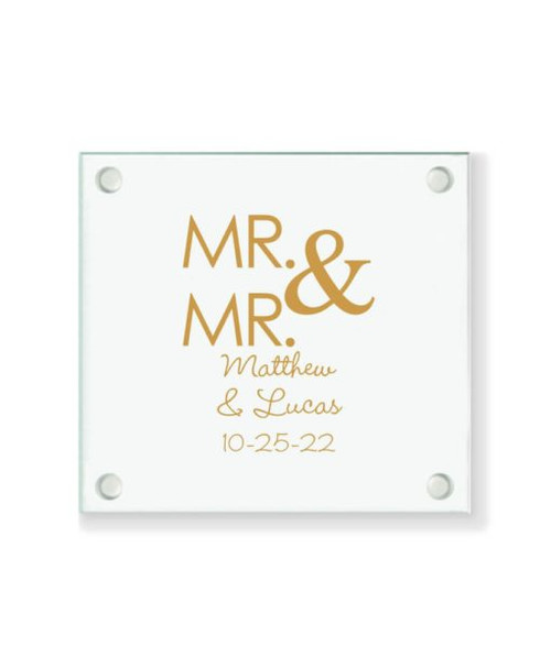 Mr. and Mr. Personalized Glass Coaster