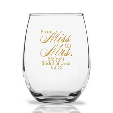 From Miss to Mrs. Intricate Personalized 9 oz Stemless Wine Glass