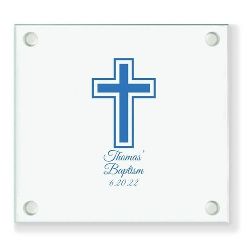 Cross Personalized Glass Coaster