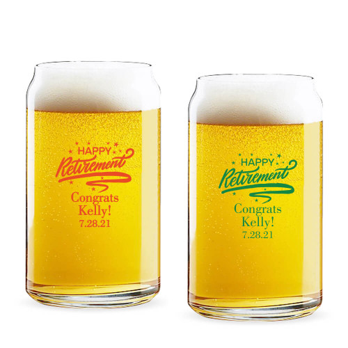 Happy Retirement Personalized 16 oz Beer Can Glass