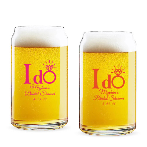 I Do Ring Personalized 16 oz Beer Can Glass