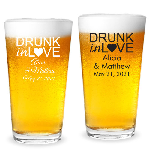 Drunk In Love Heart Personalized 16 oz Pint Glass