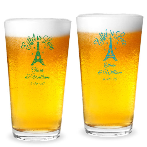 Eiffel In Love Personalized 16 oz Pint Glass