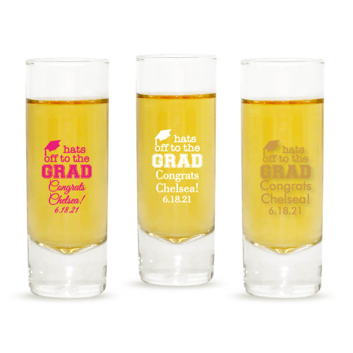 Hats Off to the Grad Personalized Tall Shot Glass