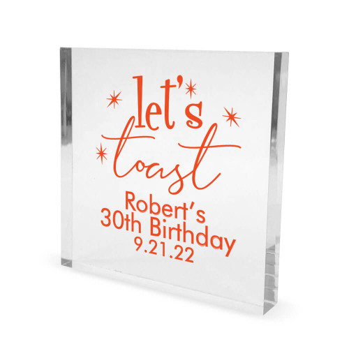 Let's Toast Personalized Clear Acrylic Cake Topper