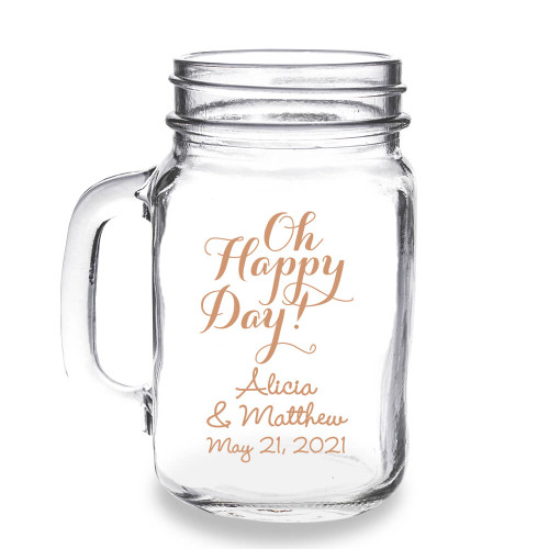 Oh Happy Day Personalized 16 oz Mason Jar Mug