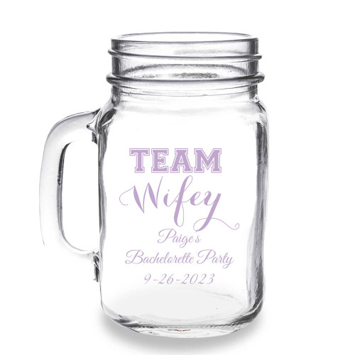 Team Wifey Personalized 16 oz Mason Jar Mug