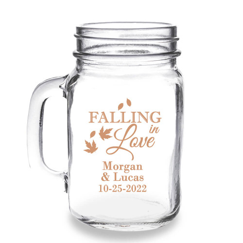 Falling in Love Personalized 16 oz Mason Jar Mug