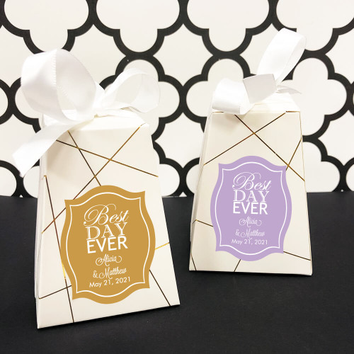 Best Day Ever Personalized Pedestal Favor Box (Set of 12)