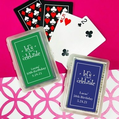Let's Celebrate Playing Cards with Personalized Stickers