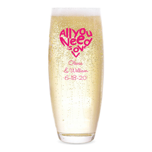 All You Need is Love Personalized Stemless Champagne Flute