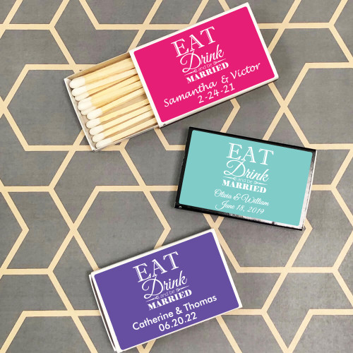 Eat Drink & Be Married Personalized Matchboxes