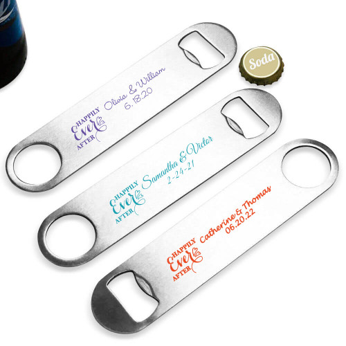 Happily Ever Ever After Personalized Silver Oblong Bottle Opener
