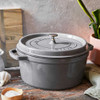 Staub Cast Iron Round Cocotte in Graphite Grey