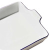 Made In Rectangular Baking Dish With Navy Rim