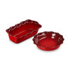 Le Creuset Heritage Fluted Pie Dish and Loaf Pan Set in Cerise
